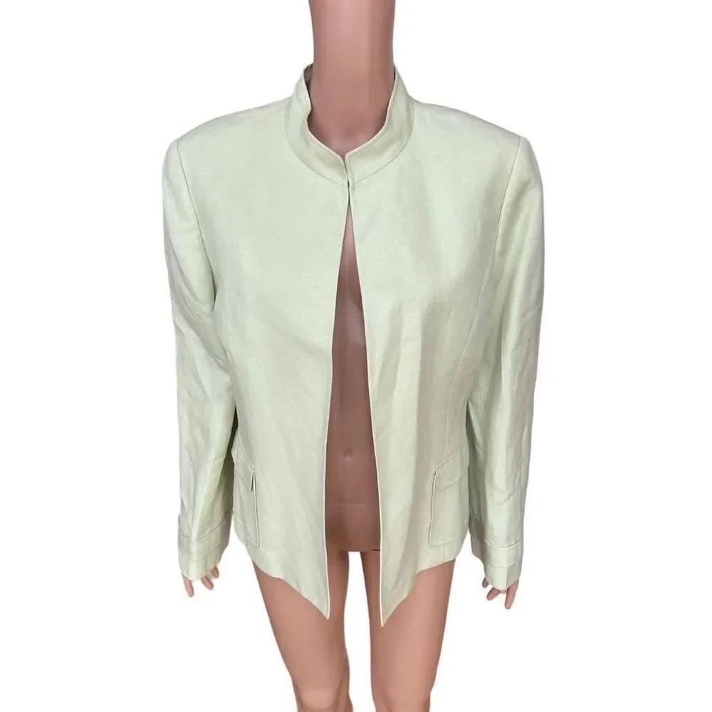 Tahari Arthur S. Levine blazer light green linen blend size 14